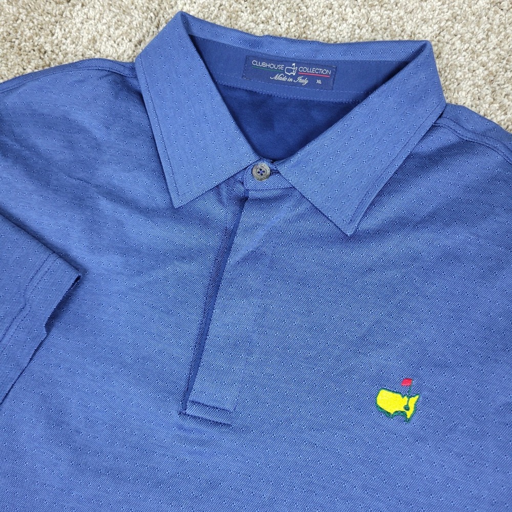 Masters Clubhouse Collection Made In Italy Mens XL Blue Performance Logo Polo